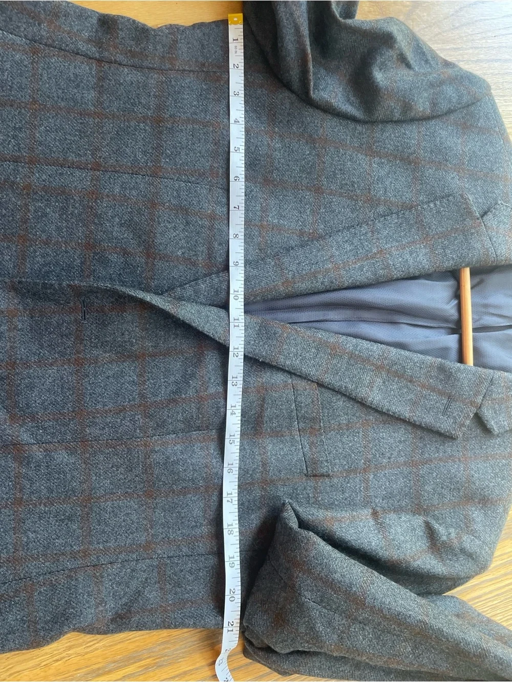 Michael Kors Gray Windowpane Wool Sport Coat with Brown Check Mens 42L